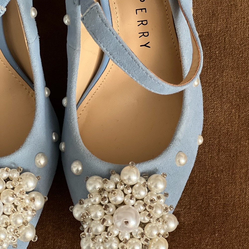 Women's Light Blue Pearl Embellished Heels